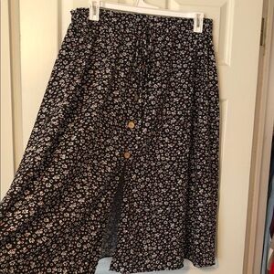 SHEIN Black Floral A-Line Skirt